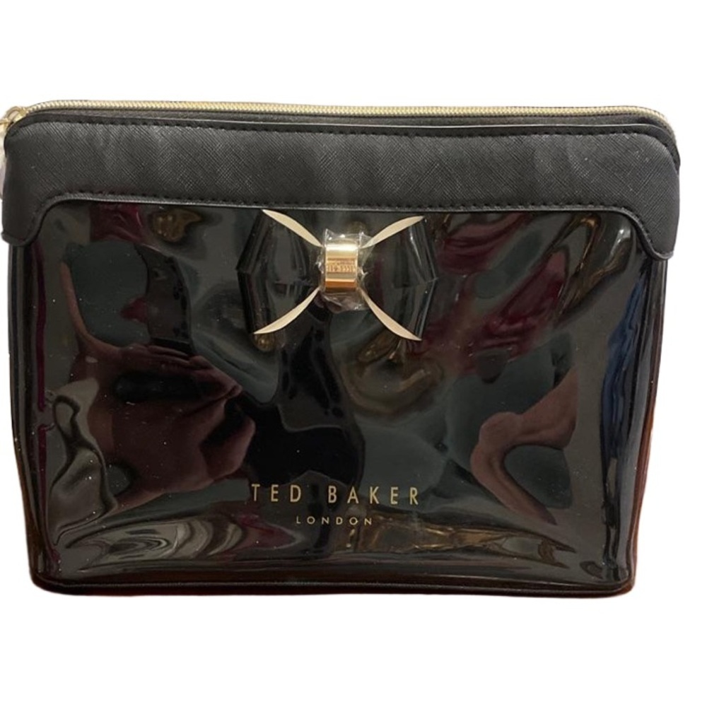 Ted Baker London Travel/Cosmetic Bag In Black W/Gold Hardware. Nwt B12